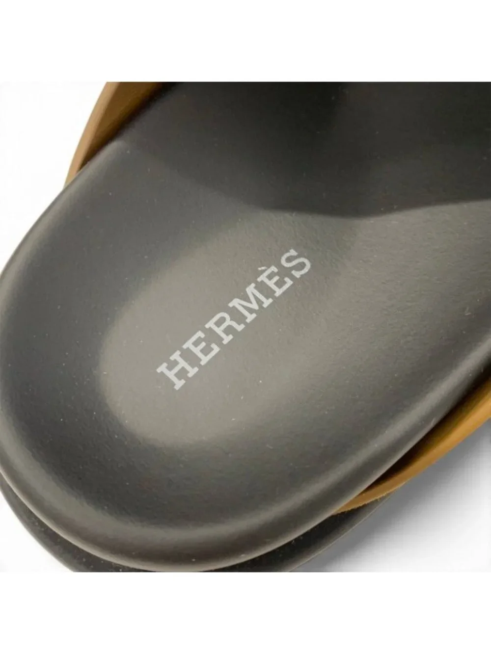 Hermes Casimir Sandals Shoes Leather Suede Brown Black Flat